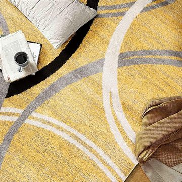 Teppich Plüsch Shaggy Carpet Moderner Teppich mit gewelltem Kreis-Design, HAUSS SPLOE, rechteckig, 80x120cm, rutschfest, pflegeleicht