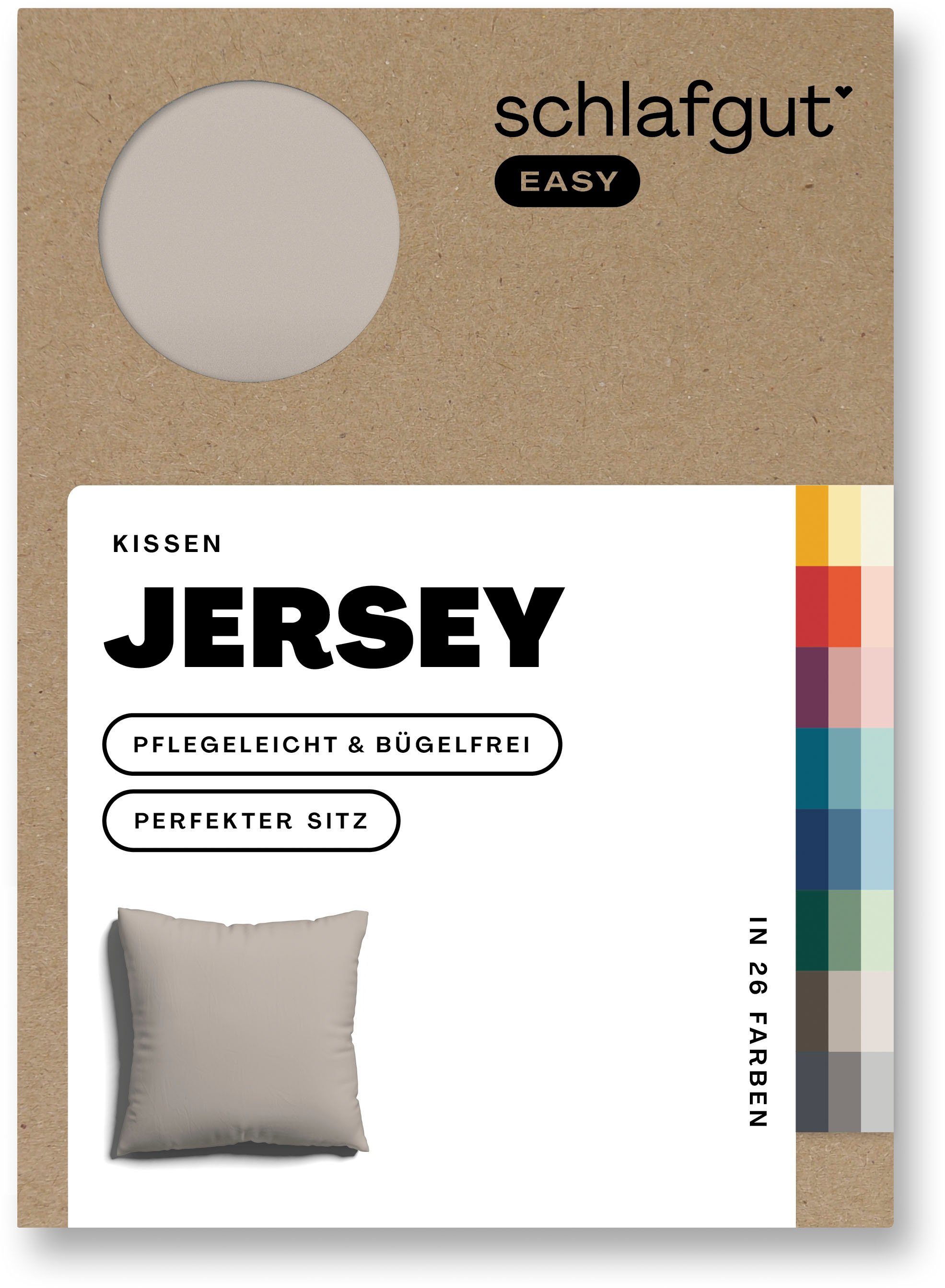 Schlafgut Kissenbezug EASY JERSEY Kissenhülle 100% Baumwolle, weicher Edel-Jersey, bügelfrei, (1 Stück), mit farblich angepasstem Reißverschluss, pflegeleicht, formstabil