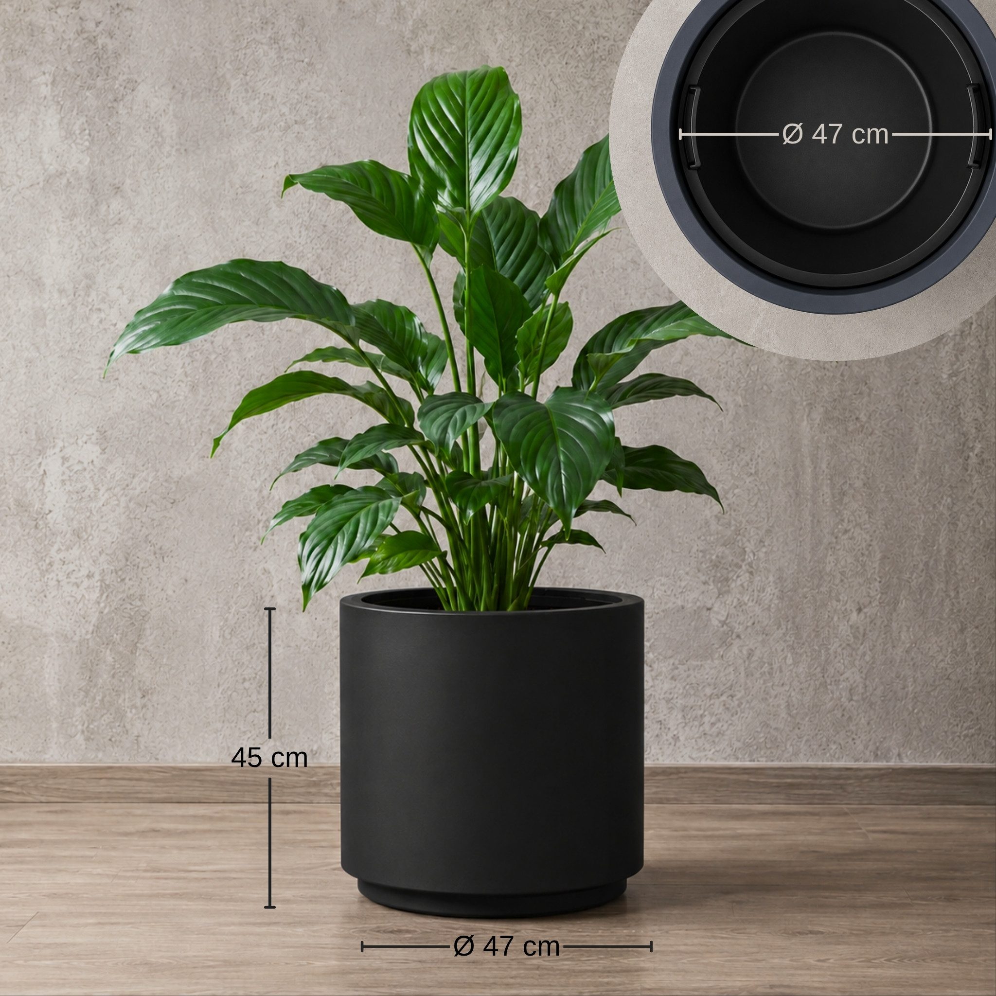 matches21 HOME & HOBBY Blumentopf Großer außen Blumentopf NIVO rund 47 x 45 cm anthrazit (2 St), Moderner Pflanztopf Outdoor Pflanzkübel wetterfest