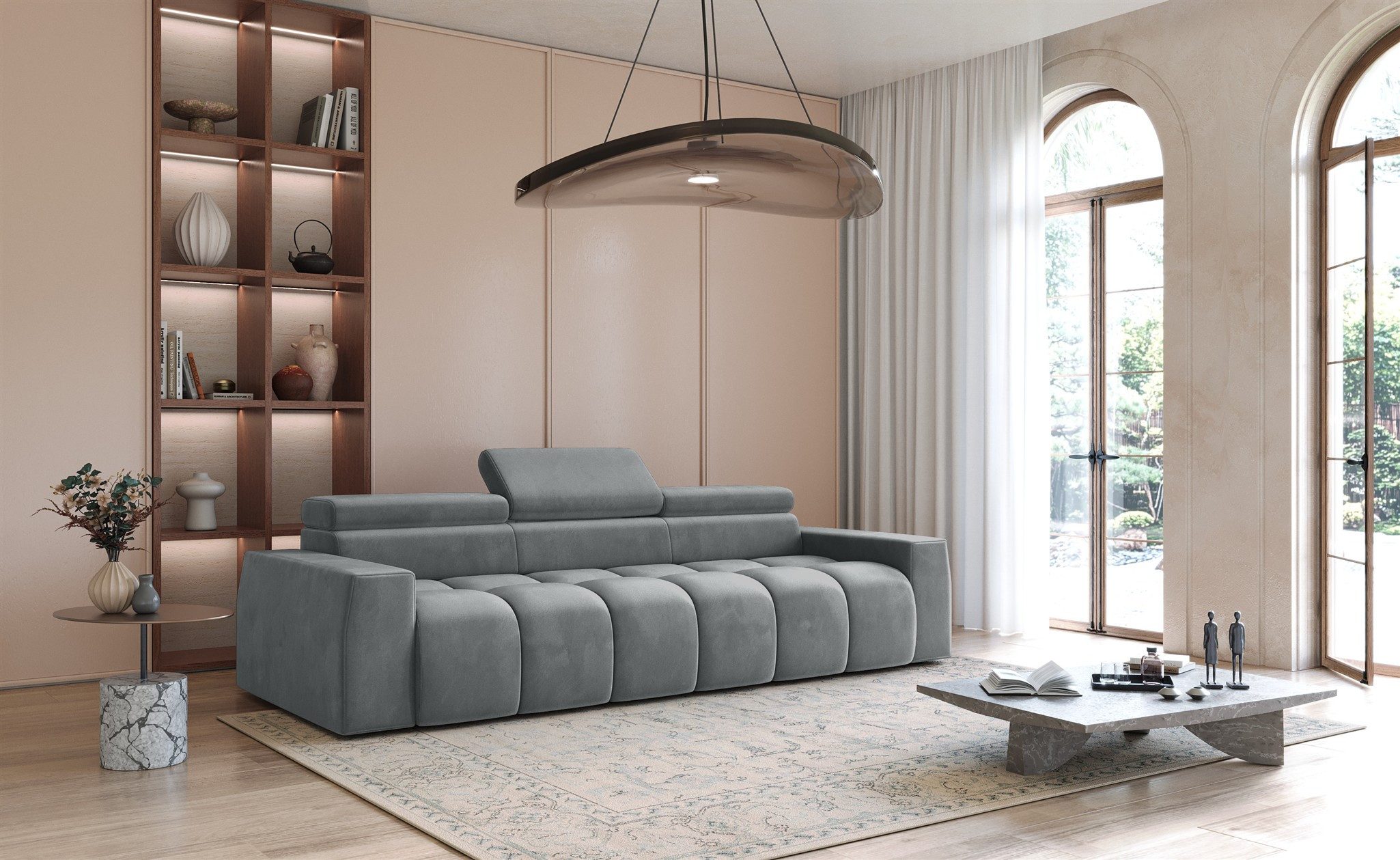 Fun Möbel Big-Sofa Couchgarnitur FUN NUBE Megasofa in Stoff Salvador, 1 Teile, Einstellbare Kopfstützen (x3)