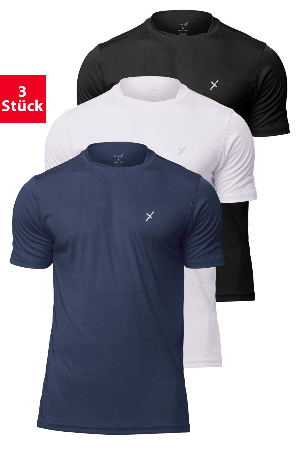 CFLEX Trainingsshirt Herren Sport Shirt 3er Pack - Fitness T-Shirt Sportswear Collection