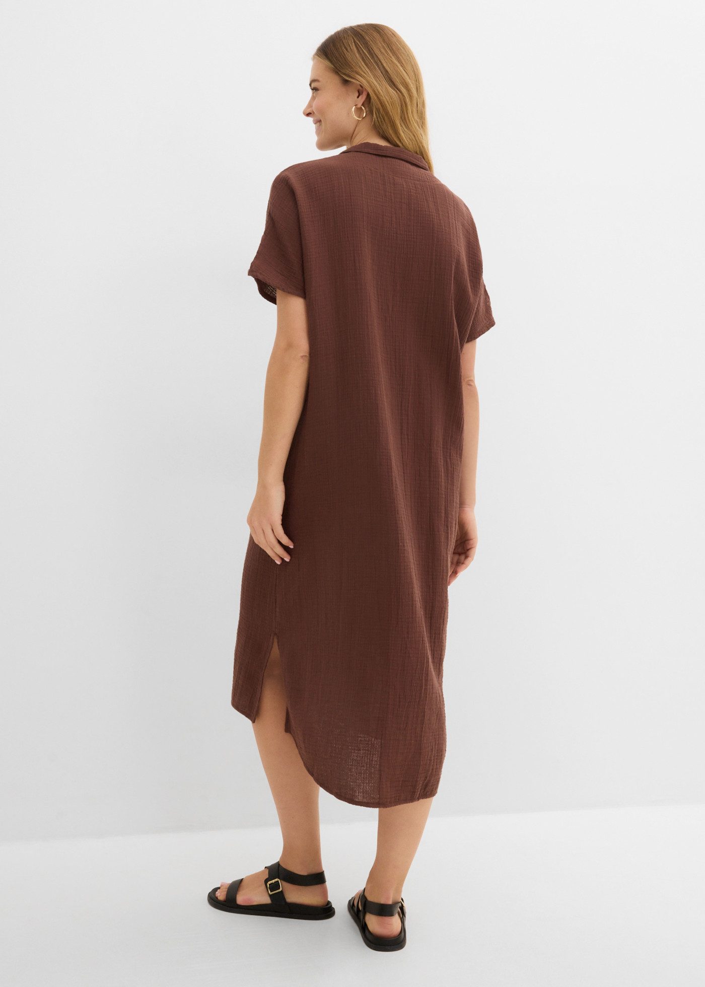 bonprix Tunikakleid Oversize-Passform, Kaftan-Schnitt, Kimonoärmel, aus Baumwolle