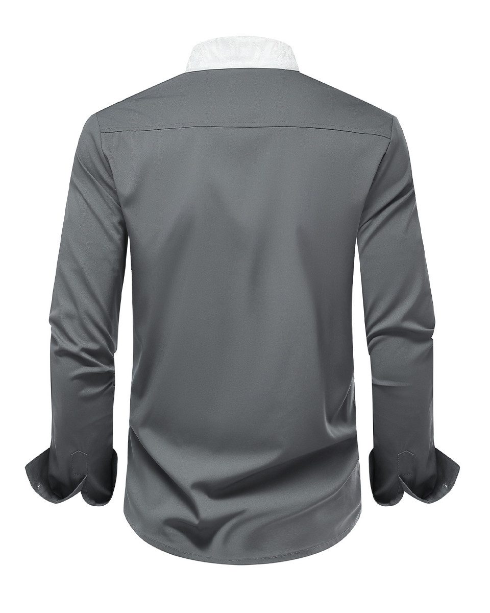 Allthemen Langarmhemd mit Stickmuster Kontrast Langarmhemd Regular Fit günstig online kaufen