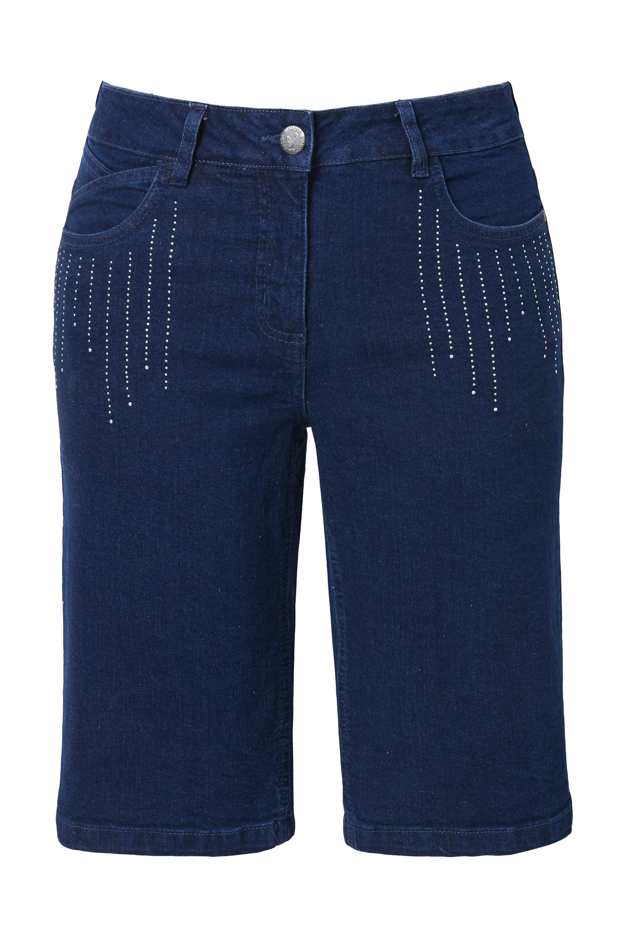 MIAMODA 5-Pocket-Jeans Jeans-Bermuda gerade Glitzersteinchen-Strahlen günstig online kaufen
