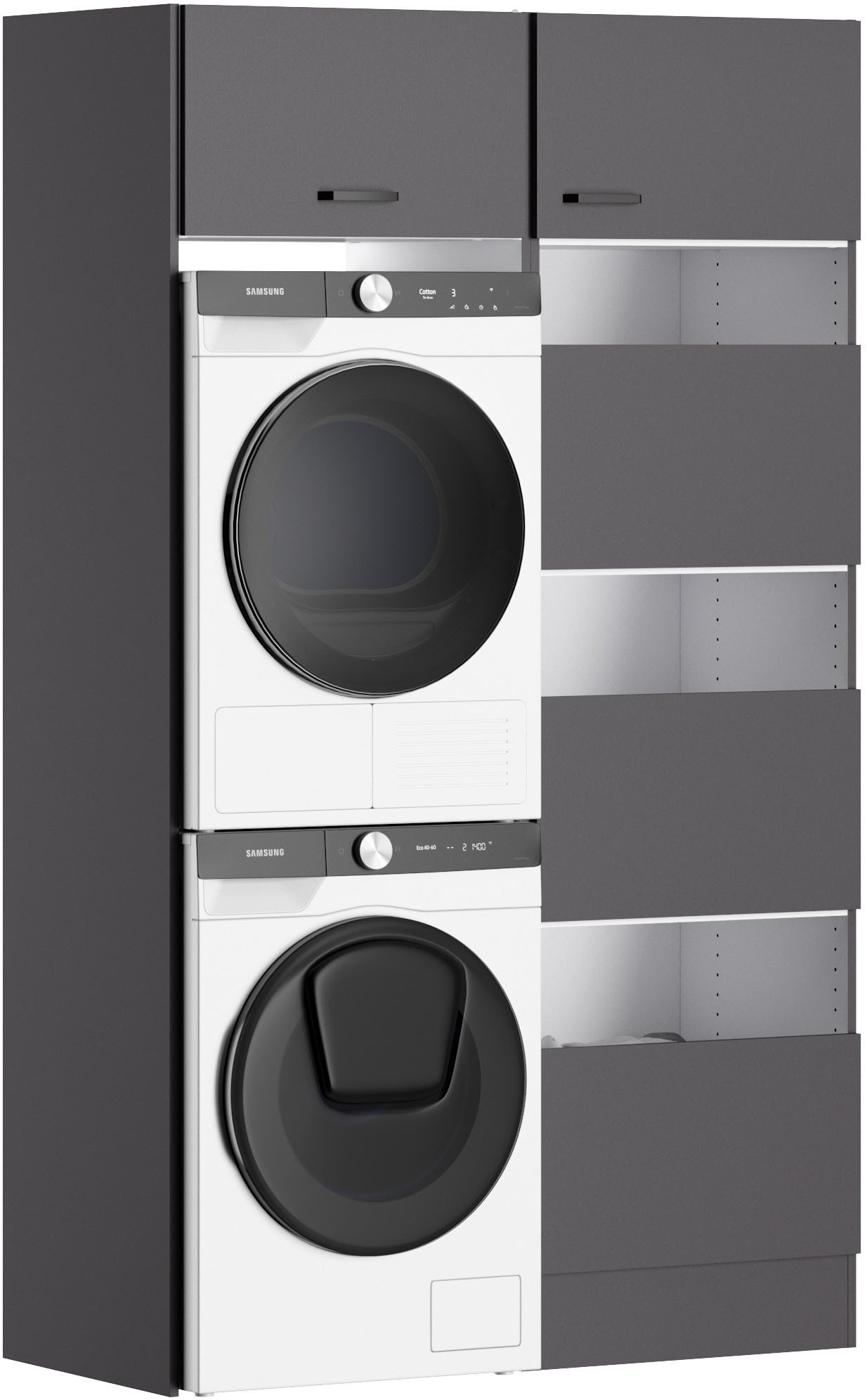 OPTIFIT Mehrzweckschrank-Set OPTImulti, (2-St), Breite 123,2 cm, cleveres Wäschesystem, Metallgriffe