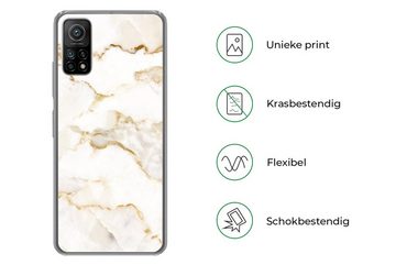 MuchoWow Handyhülle Marmor - Limette - Gold - Luxus - Marmoroptik - Weiß, Phone Case, Handyhülle Xiaomi Mi 10T, Silikon, Schutzhülle