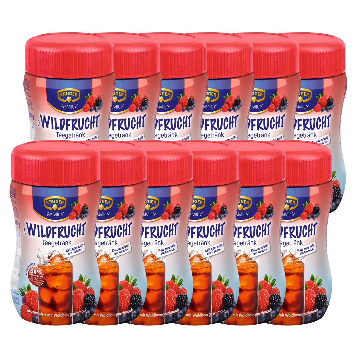 Krüger Tee, Krüger Teegetränk Wildfrucht 50 Prozent kalorienreduziert 12er Pack