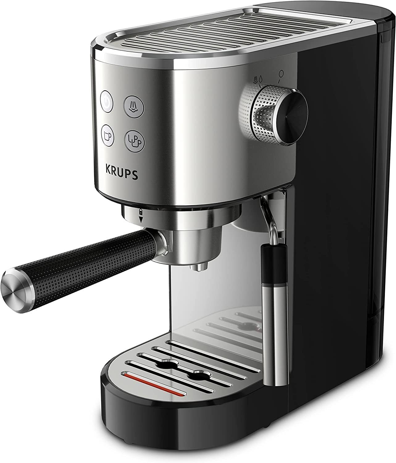 geeignet 15 1l Bar + Edelstahl, Kaffeepads Filtereinsatz automatischer XP442C, Kaffeekanne, ESE Tamper, Krups Espressomaschine Milchschaumdüse Abschaltung,