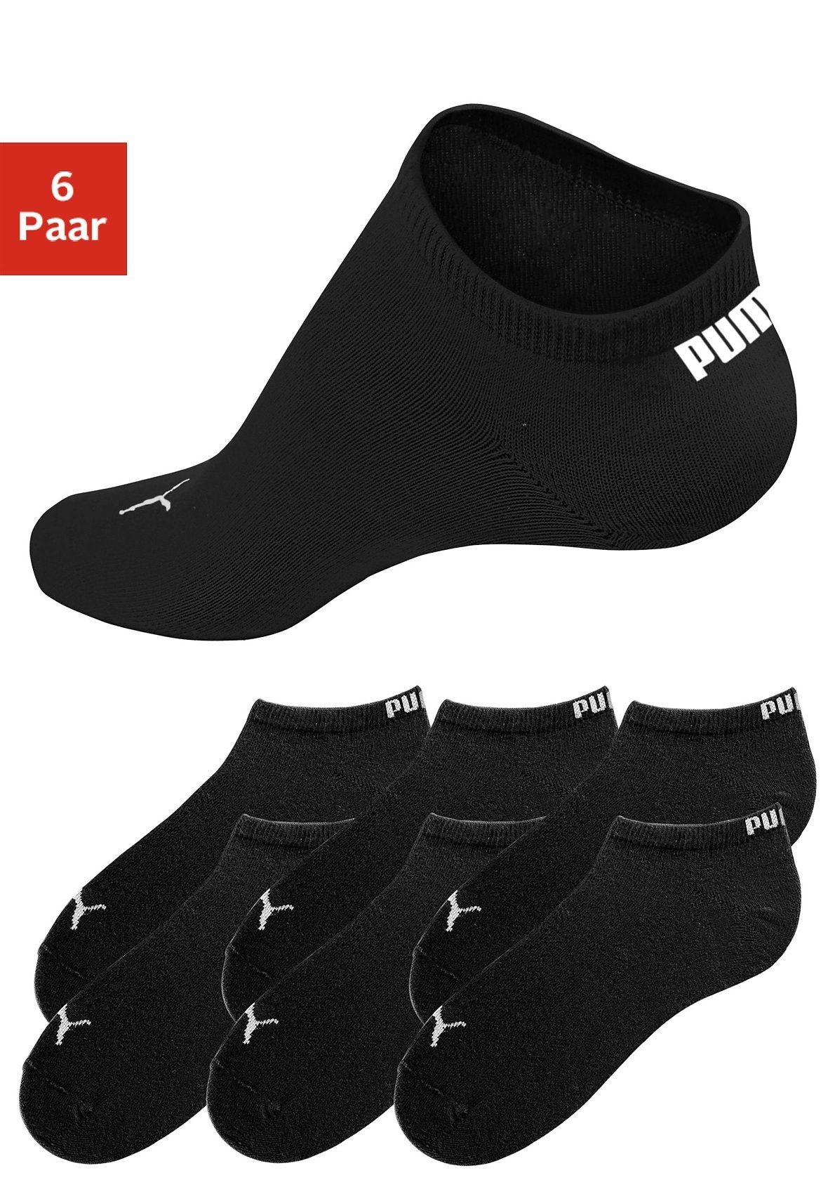 PUMA Sneakersocken (6-Paar) in klassischer Form schwarz