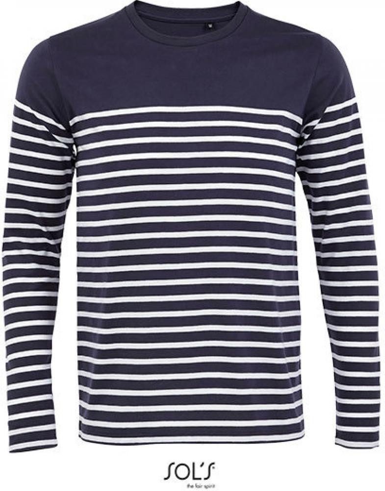 SOLS Langarmshirt Herren Shirt Men´s Long Sleeve Striped T-Shirt Matelot
