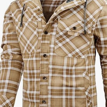 KIKI Blusentop Herren Thermohemd Flanellhemd Winterjacke Fleecefutter