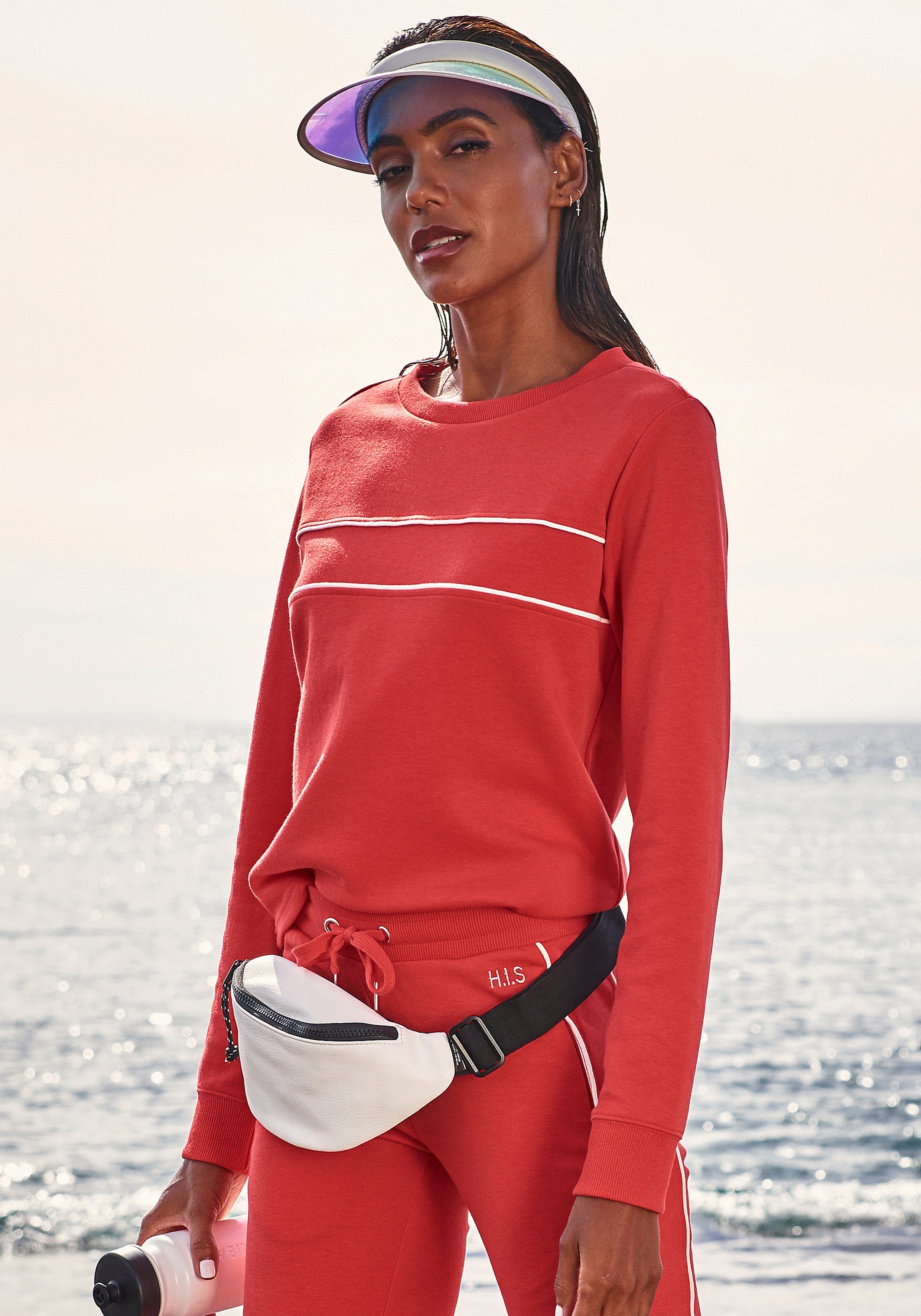 H.I.S Sweatshirt mit Piping auf der Brust. Ideal für Sport- und Freizeit.