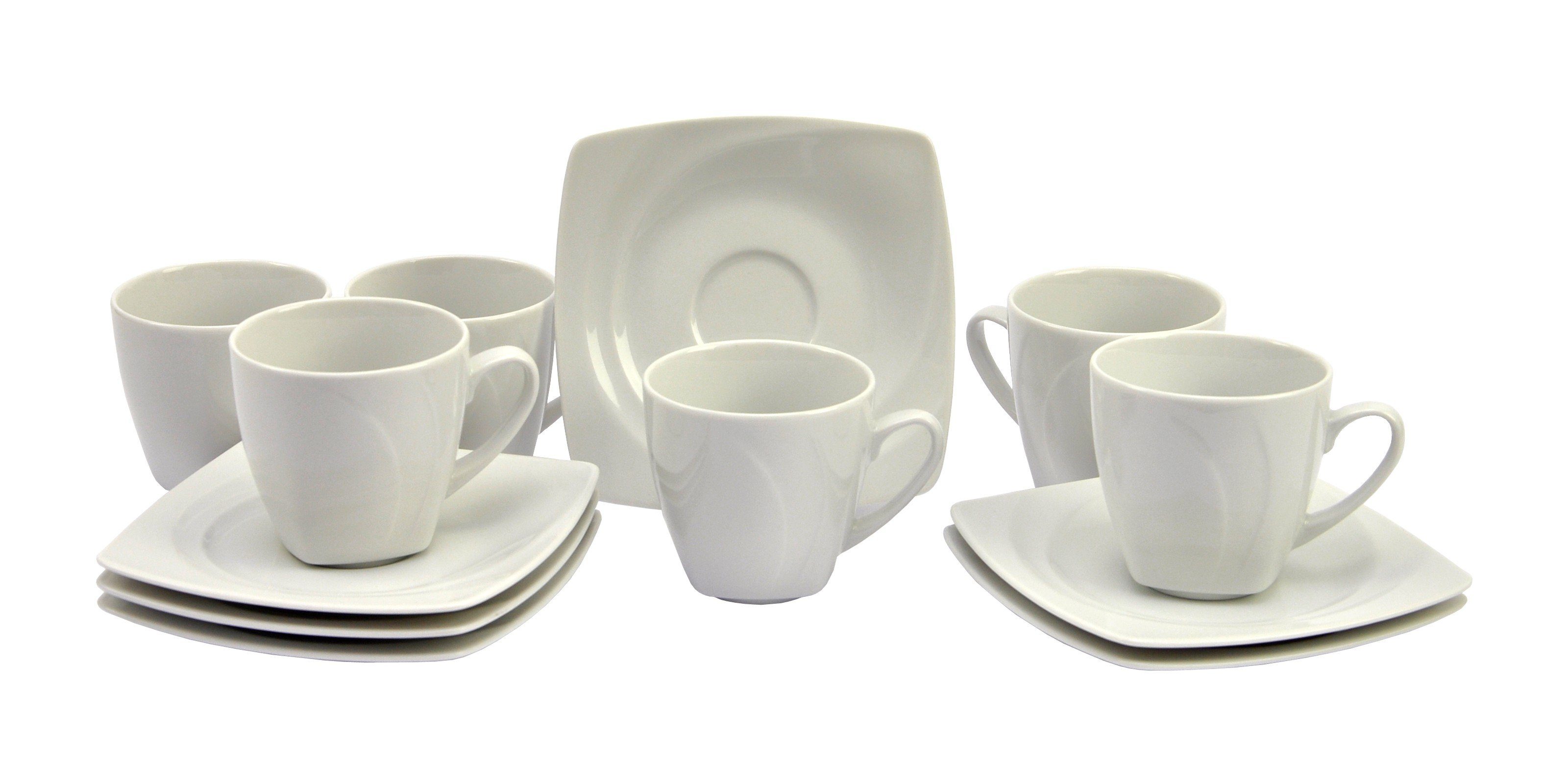 van Well Tasse 6er Set Kaffeetasse mit Untertasse Celebration, Porzellan