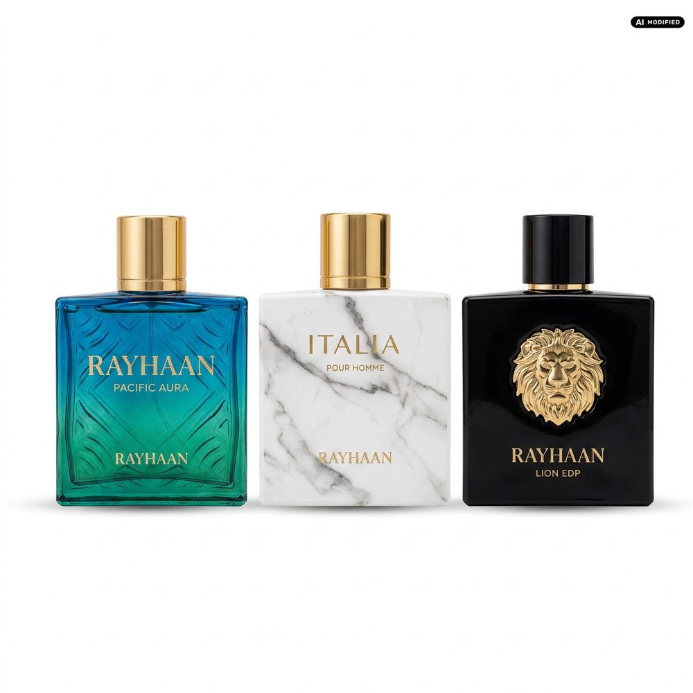 Rayhaan Eau de Parfum Rayhaan Pacific Aura Italia Lion Duft Set, Drei charakterstarke Eau de Parfums in einem Set