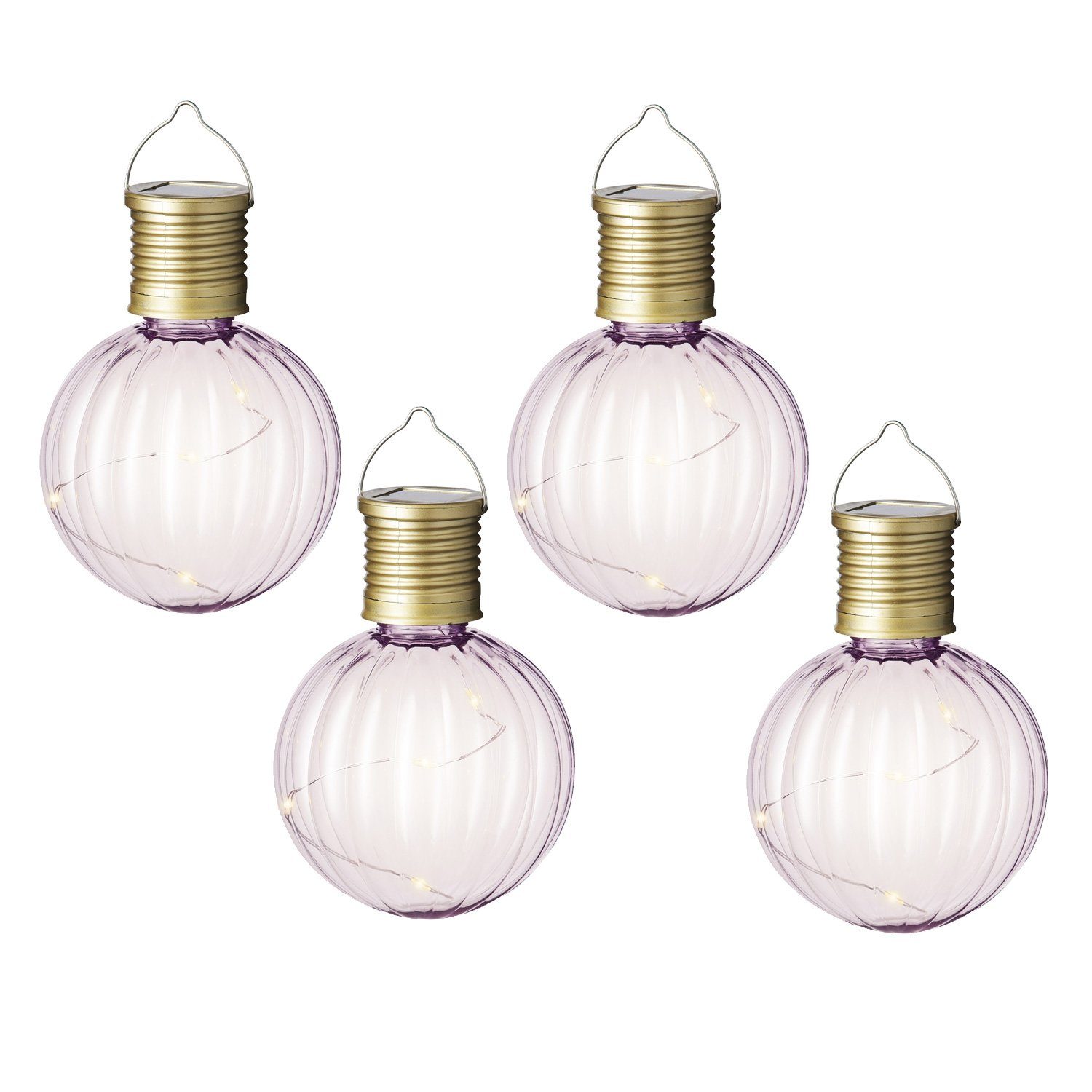 MARELIDA LED Solarleuchte LED Solar Glühbirnen Kugelleuchte für Garten Terrasse Balkon rosa 4St., LED Classic, warmweiß (2100K bis 3000K)