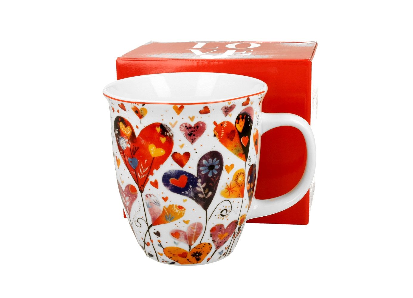 Tasse Colorful Hearts 1 Herzen Porzellan 0,65 L im Geschenkkarton