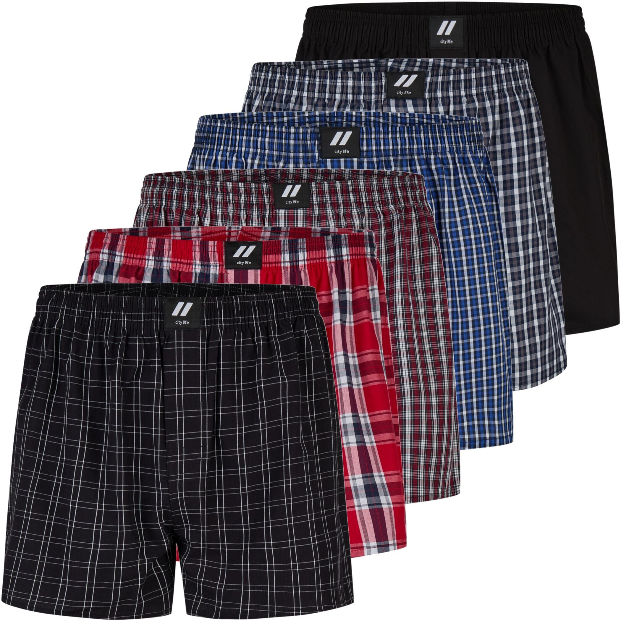 City Life Boxershorts Herren Unterhosen Baumwolle Webboxer (6er Pack) Sparp günstig online kaufen