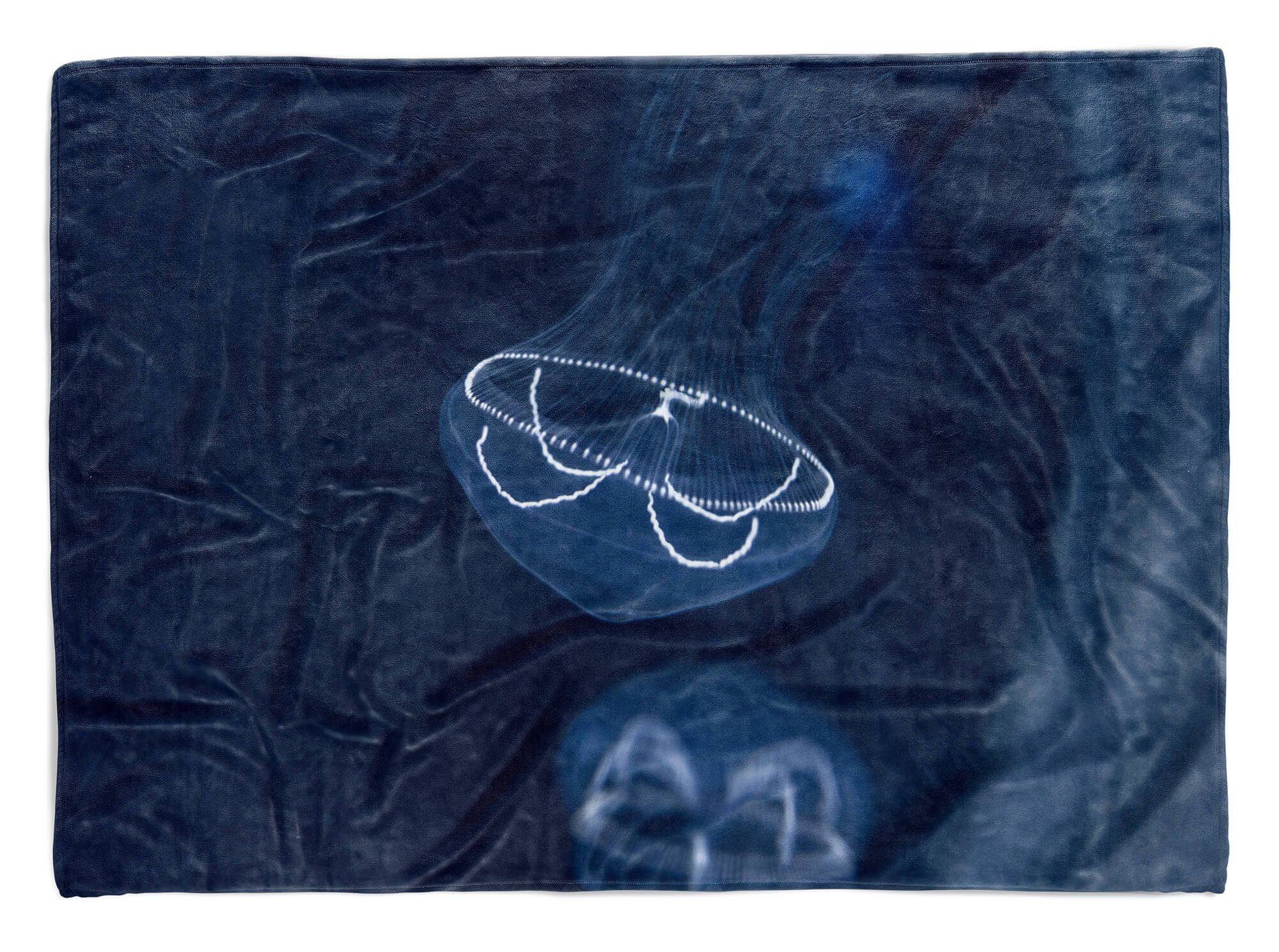 (1-St), Tiermotiv Handtuch Qualle, Strandhandtuch mit Handtuch Kuscheldecke Baumwolle-Polyester-Mix Art Handtücher leuchtende Saunatuch Sinus