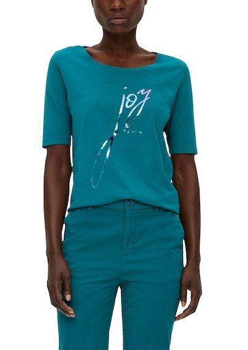 Top-Angebot s.Oliver T-Shirt blue Aufschrift vorne mit green