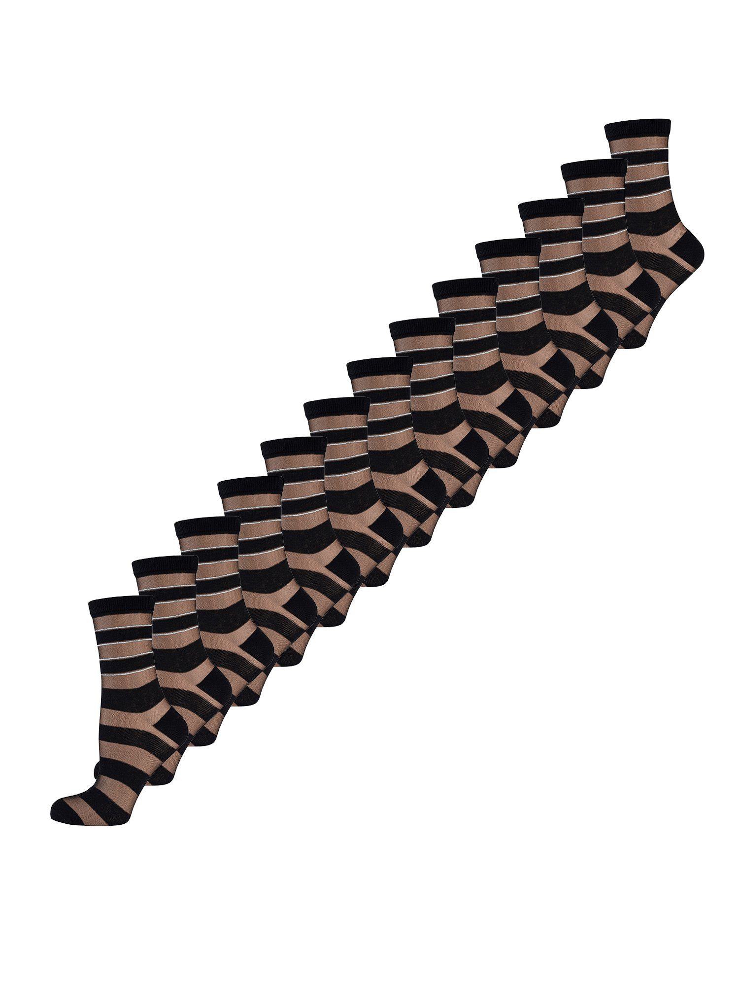 Nur Die Freizeitsocken Trendsöckchen (13-Paar) socken strumpf strümpfe schwarz Streifen