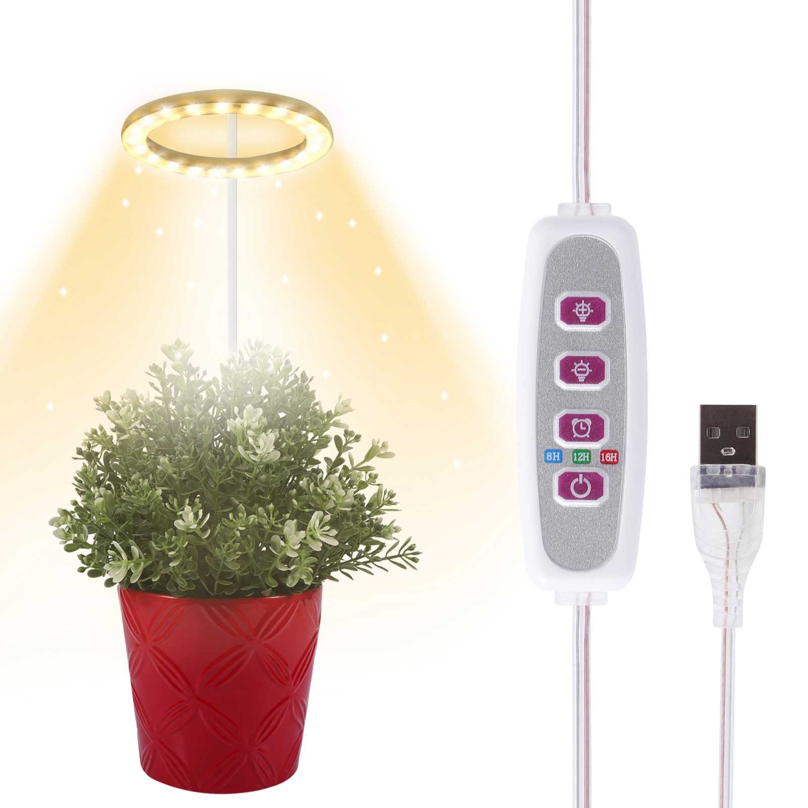 Qualra Pflanzenlampe LED Pflanzenlampe 1/2/3/4 Ring Vollspektrum USB für Zi günstig online kaufen