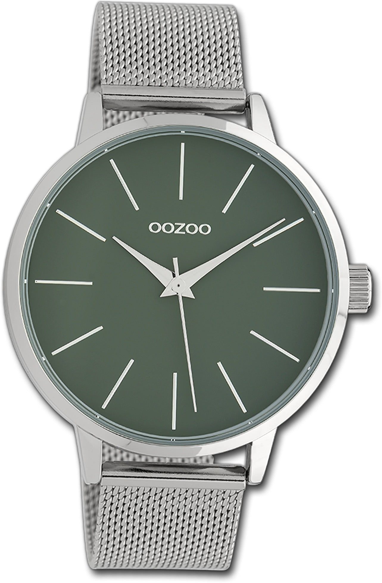 OOZOO Quarzuhr Oozoo Damen Metallarmband Gehäuse, rundes Timepieces, Armbanduhr silber, groß Damenuhr (ca. 45mm)