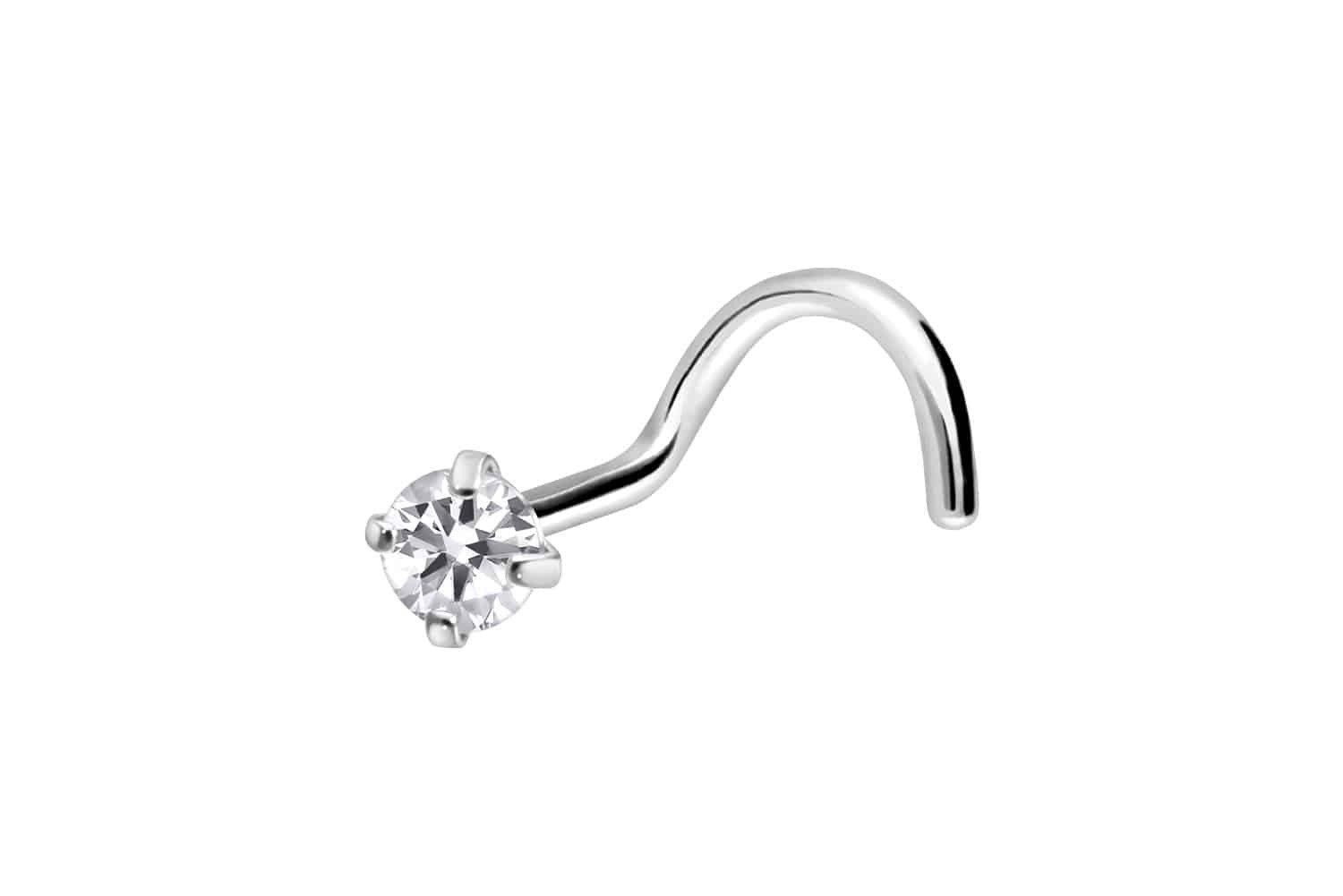 PIERCINGLINE Nasenpiercing Titan Nasenstecker Spirale EINGEFASSTER KRISTALL (Nasenstecker, 1-tlg)