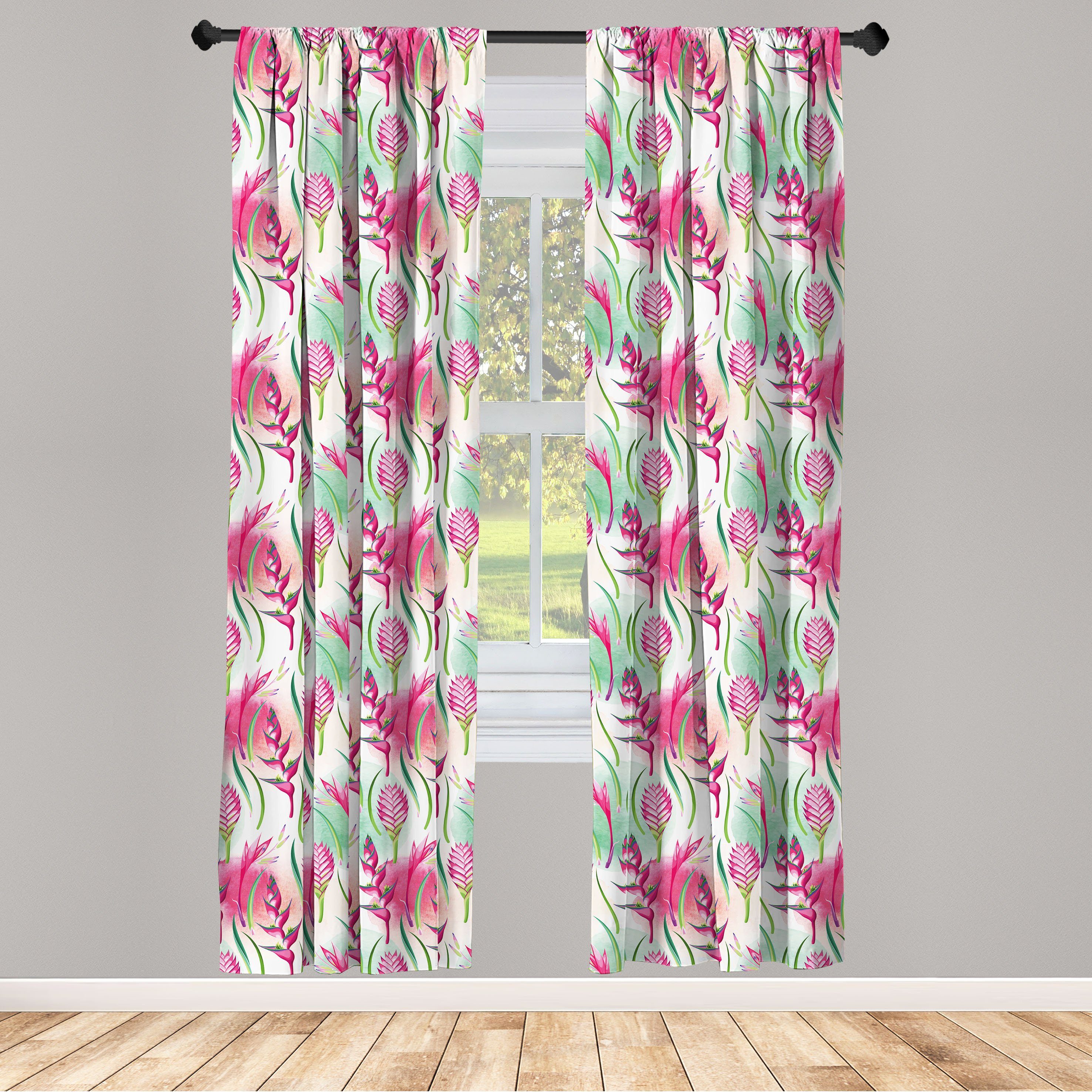 Gardine Vorhang für Wohnzimmer Schlafzimmer Abakuhaus, Dekor, Microfaser, Farbe Exotisch Tropic Blots Blumen