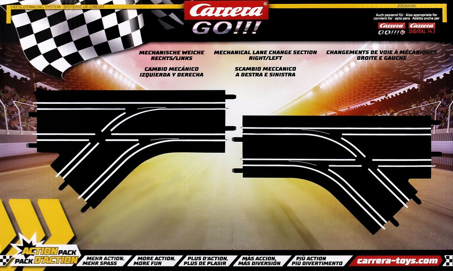 Carrera® Autorennbahn Carrera 20061618 - GO!!! Mechanische Weiche, links und rechts