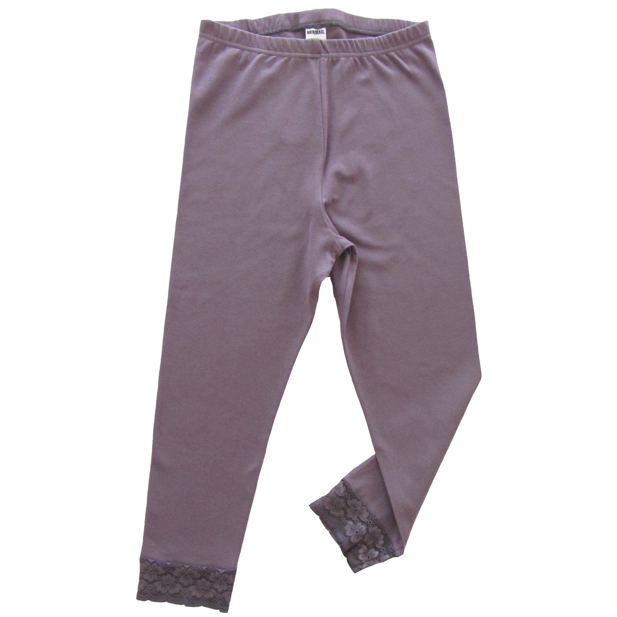 HERMKO Caprileggings 5722 (Pack, 2er) ¾ lang mit Spitze, Bio-Baumwolle/Elastan, Umschlagbund