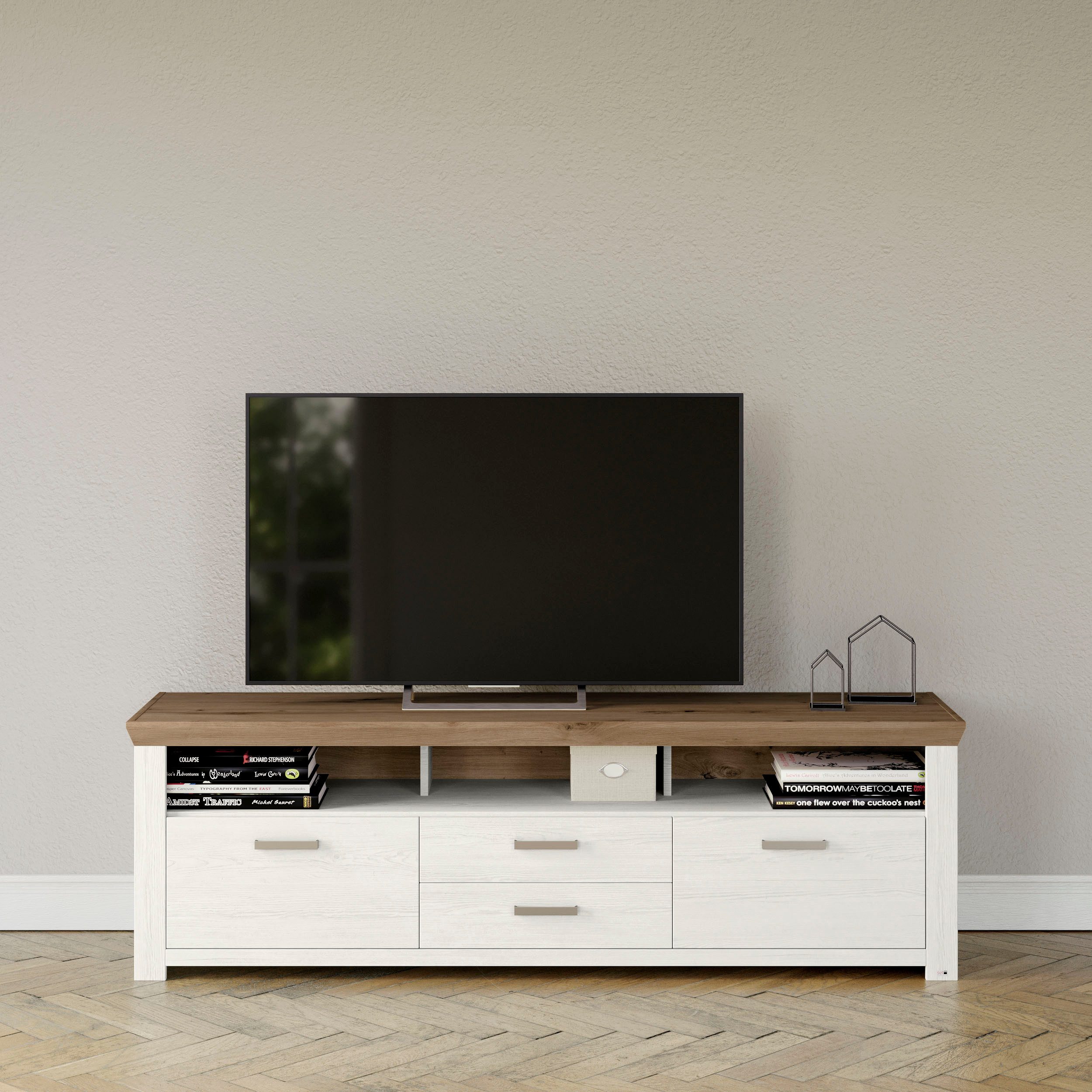 set one by Musterring Lowboard York, Typ 35, mit 4 Schubkästen, Beleuchtung optional, Breite 200 cm