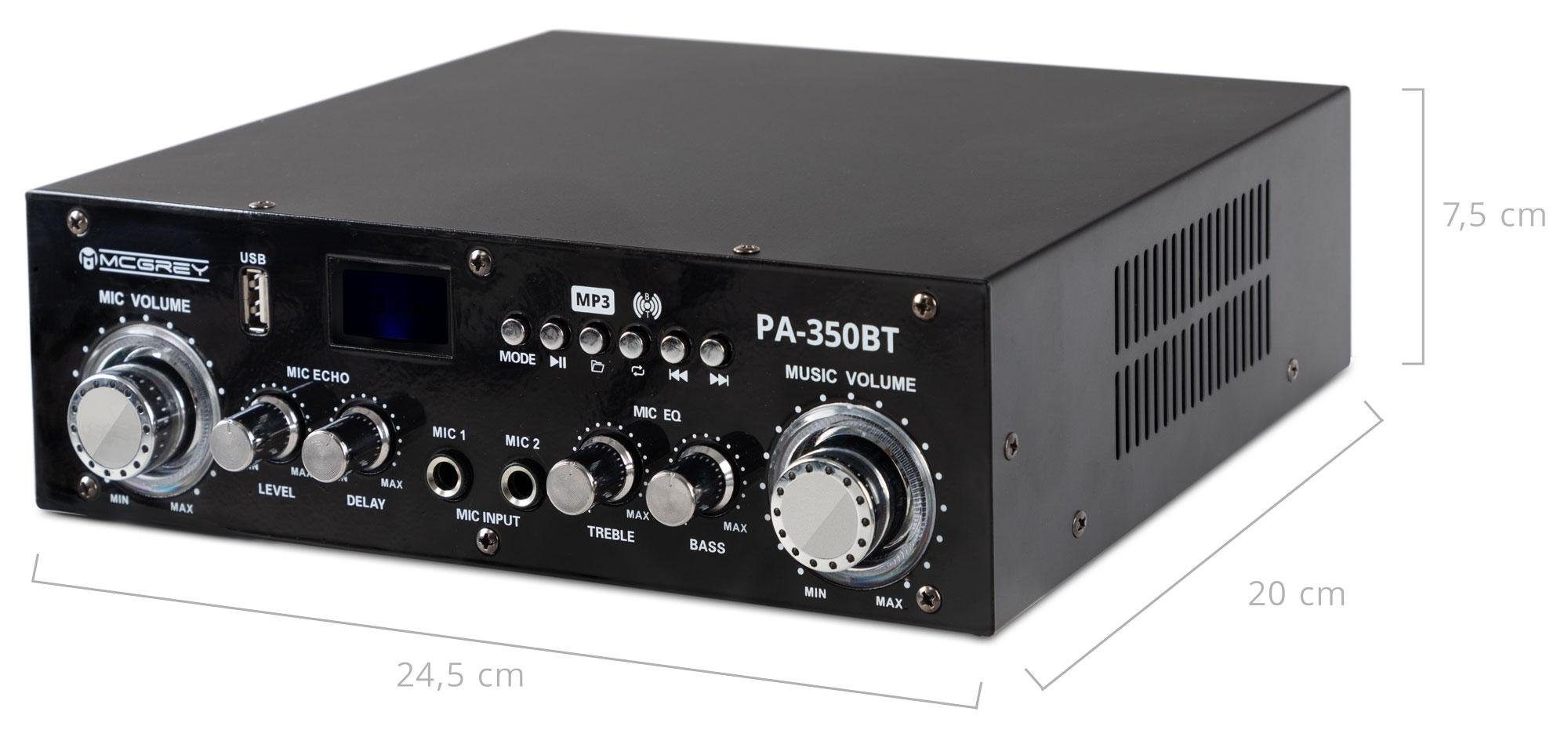 McGrey PA-350BT Bluetooth-Endstufe und Cinch-Eingang) (200 USB-MP3-Player W, Mikrofoneingängen zwei Endverstärker 