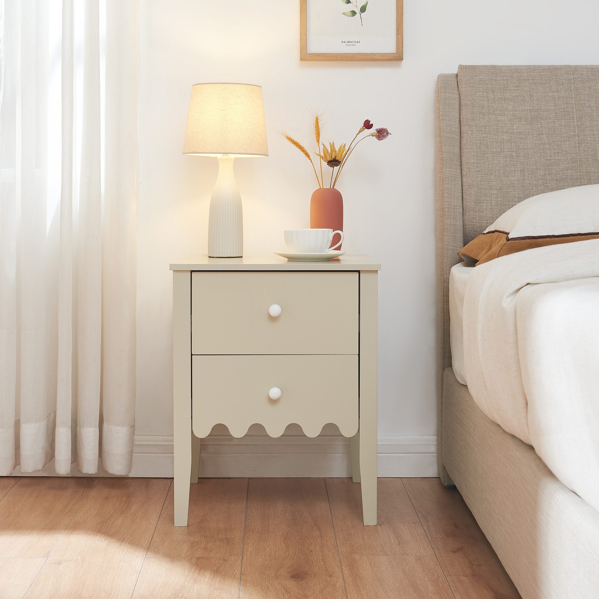 en.casa Nachttisch, »Luspoo« mit 2 Schubladen 50 x 40 x 40 cm Cremeweiß günstig online kaufen