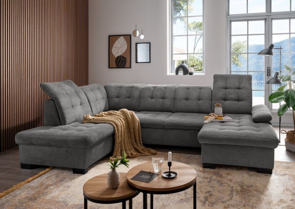 Myhomelando Wohnlandschaft Atlanta U-Form, Schlaffunktion, Bettkasten günstig online kaufen