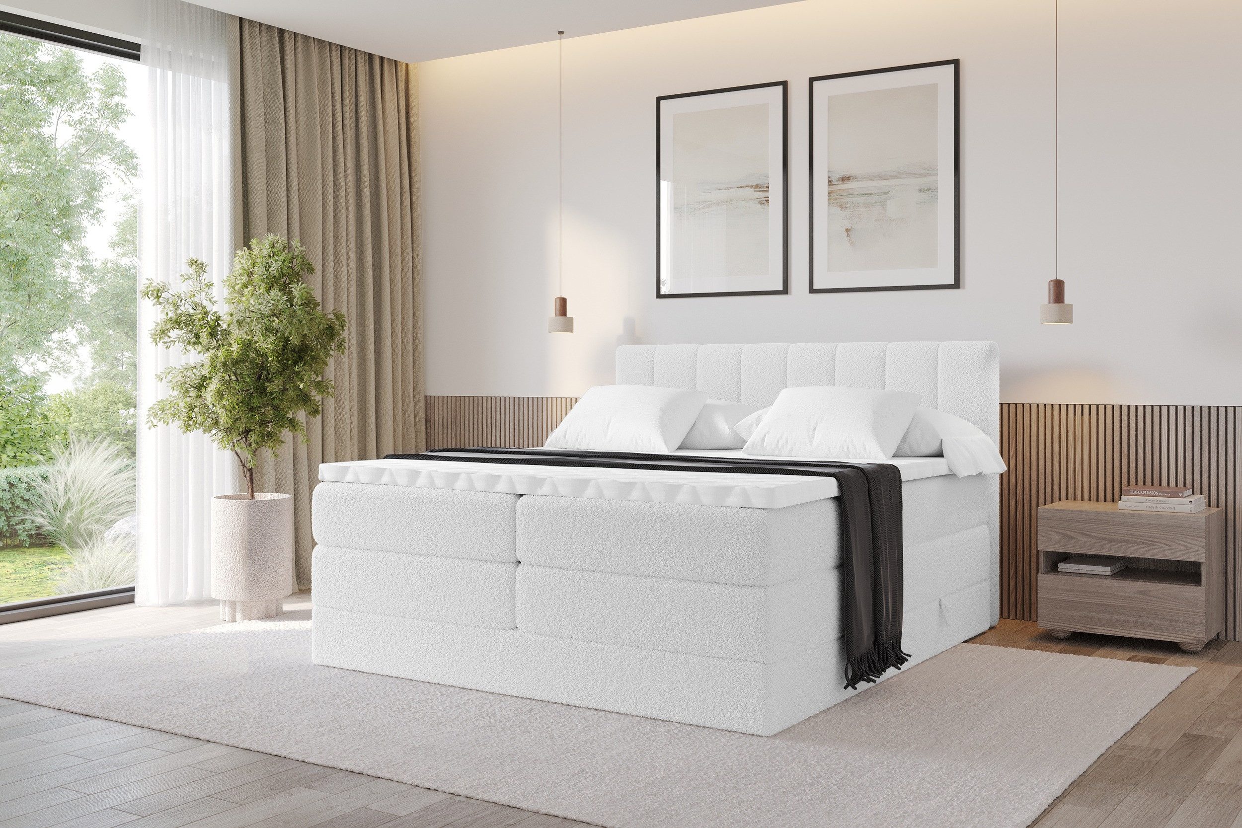 ALTDECOR Boxspringbett OTTA KING (Multipocket-Matratze H4, H3 Matratze Bonellfederung, Topper, Kopfteil), Boxbett, Boxspringbett,Doppelbett