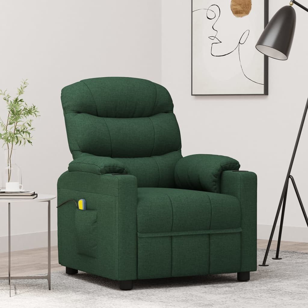 vidaXL Massagesessel, Massagesessel Dunkelgrün Stoff