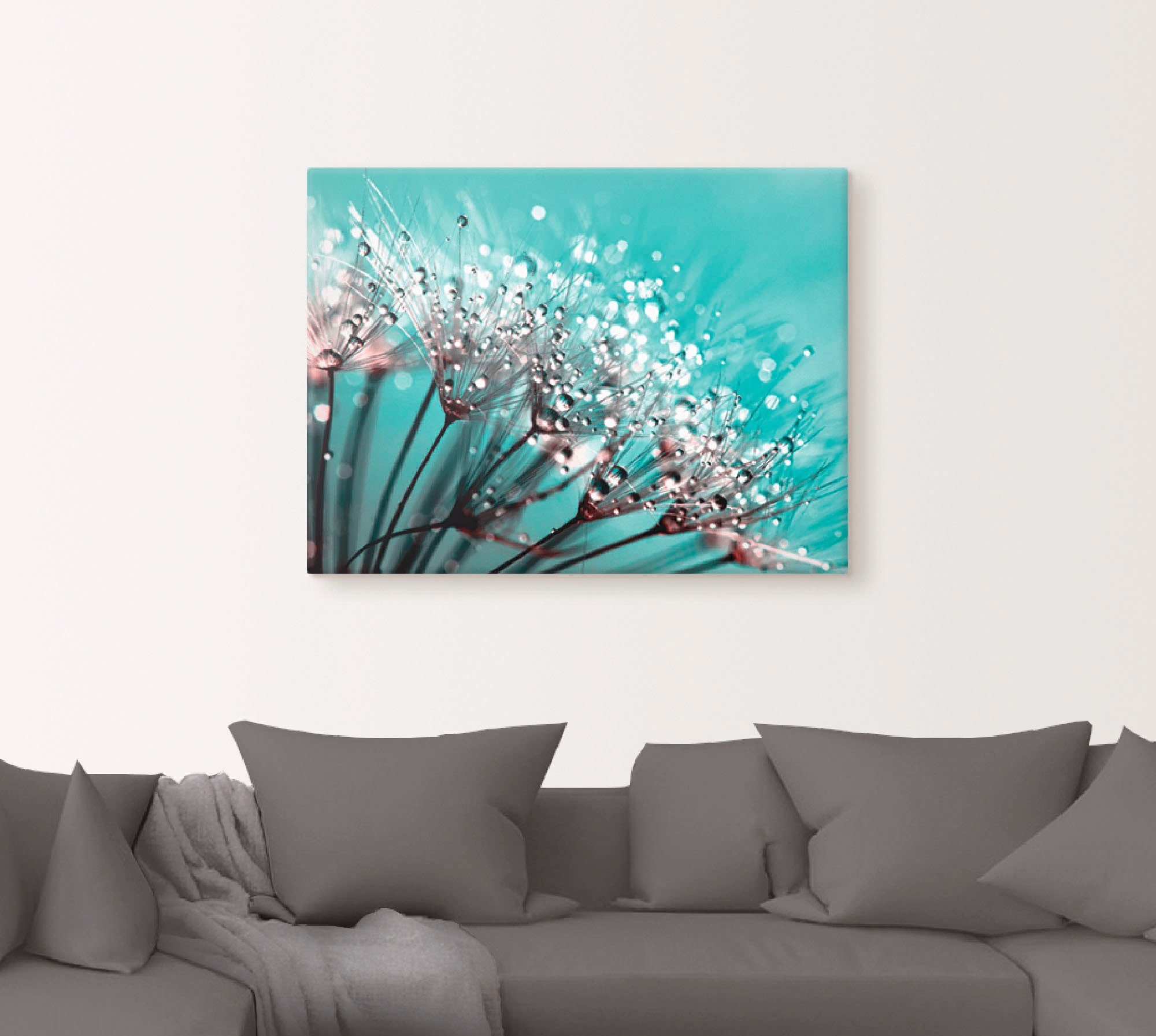 Artland Leinwandbild Glitzernde Pusteblume I, Blumen (1 St), auf Holzrahmen gespannt