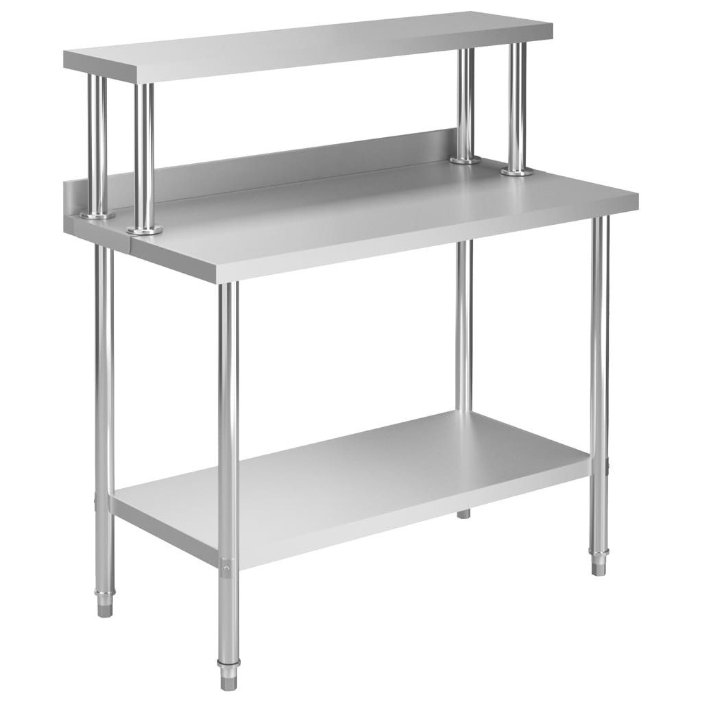 vidaXL Küchenwagen NA Küchen-Arbeitstisch mit Aufsatzboard 120x60x120 cm Edelstahl
