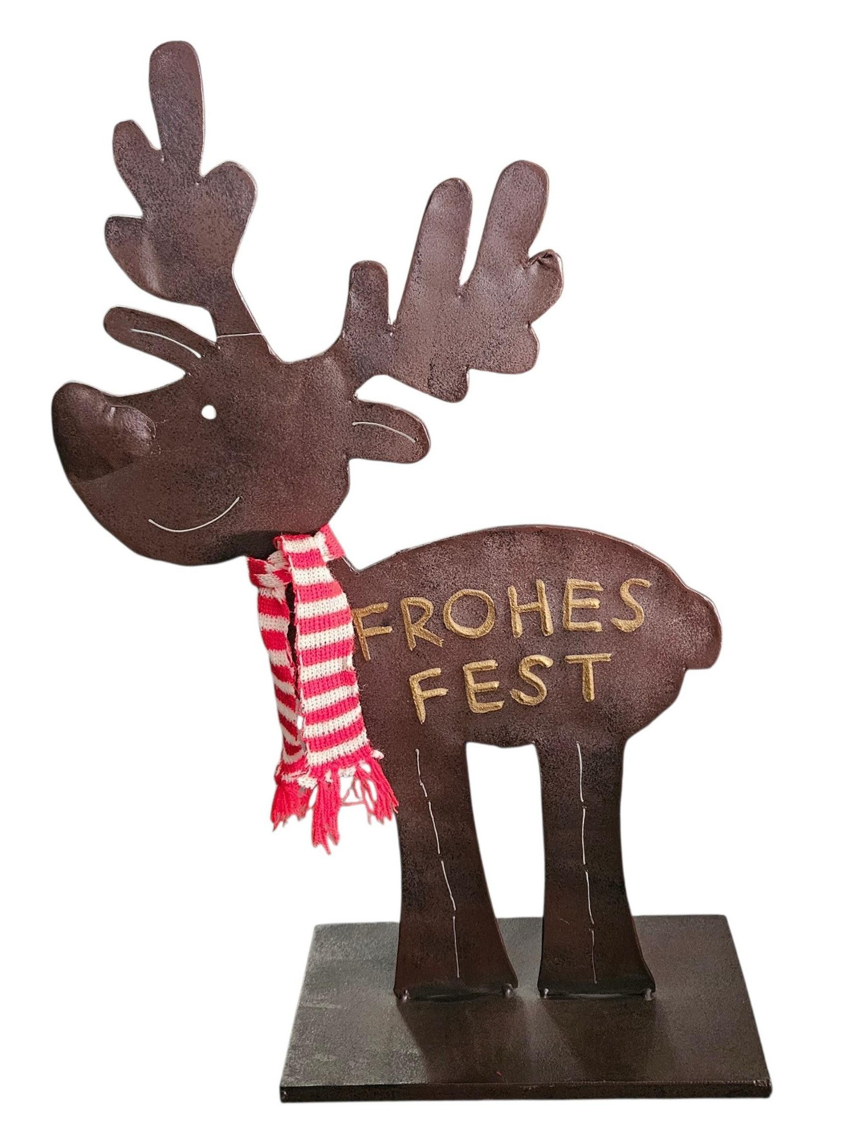 FEPA GmbH Tierfigur Metall Rentier mit Schal Rusty-Design Frohes Fest Indoor/Outdoor
