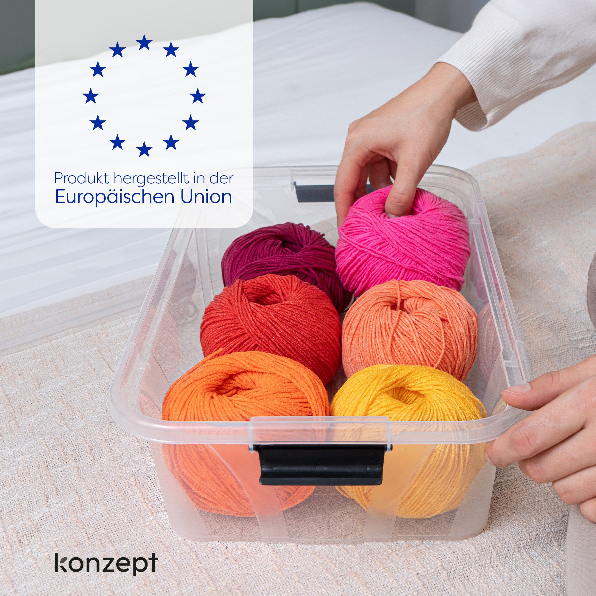 KONZEPT Aufbewahrungsbox mit Deckel groß Set BPA Frei Kunststoff, Aufbewahrungsboxen mit deckel (Set, 3 Boxen), lebensmittelecht – Bild 5 von 5