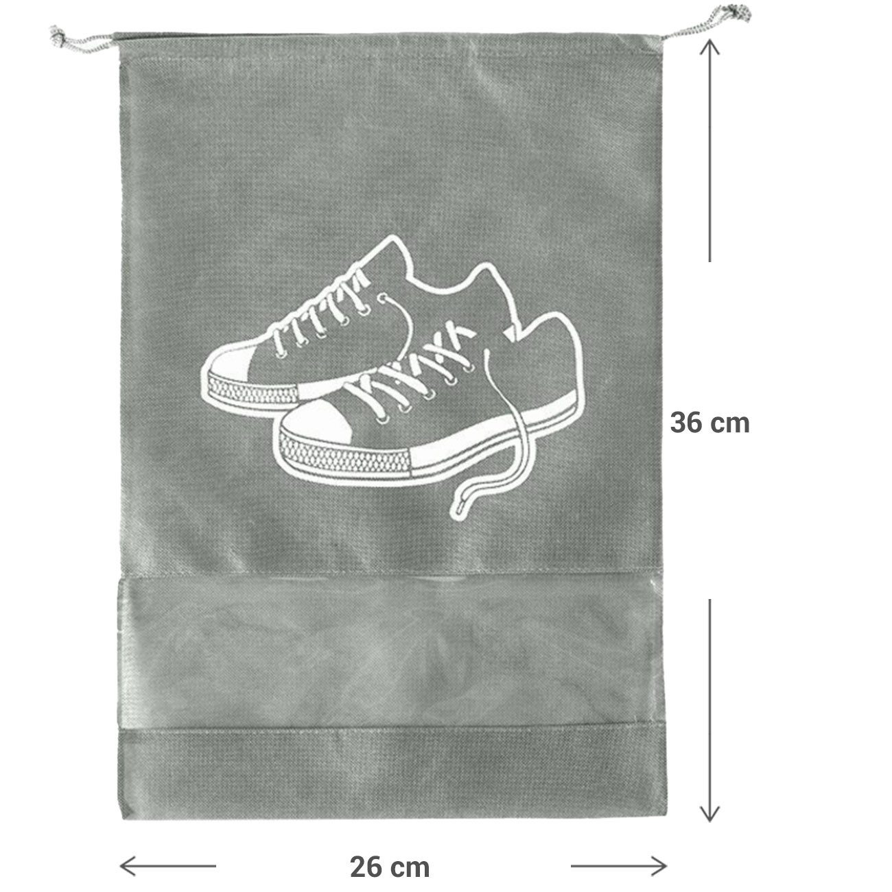 Casativo Schuhbeutel Wiederverwendbarer Schuhbeutel mit Kordelzug, 36x26 cm in Grau, Wiederverwendbarer Schuhbeutel mit Kordelzug, 36x24 cm in Grau