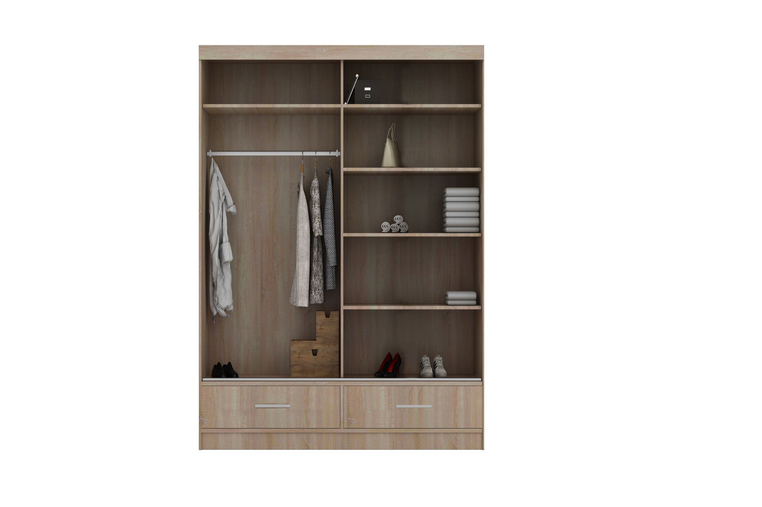 MOEBLO Kleiderschrank Cylia (Schwebetüren, grau/schwarz/weiß Schwebetürensc günstig online kaufen