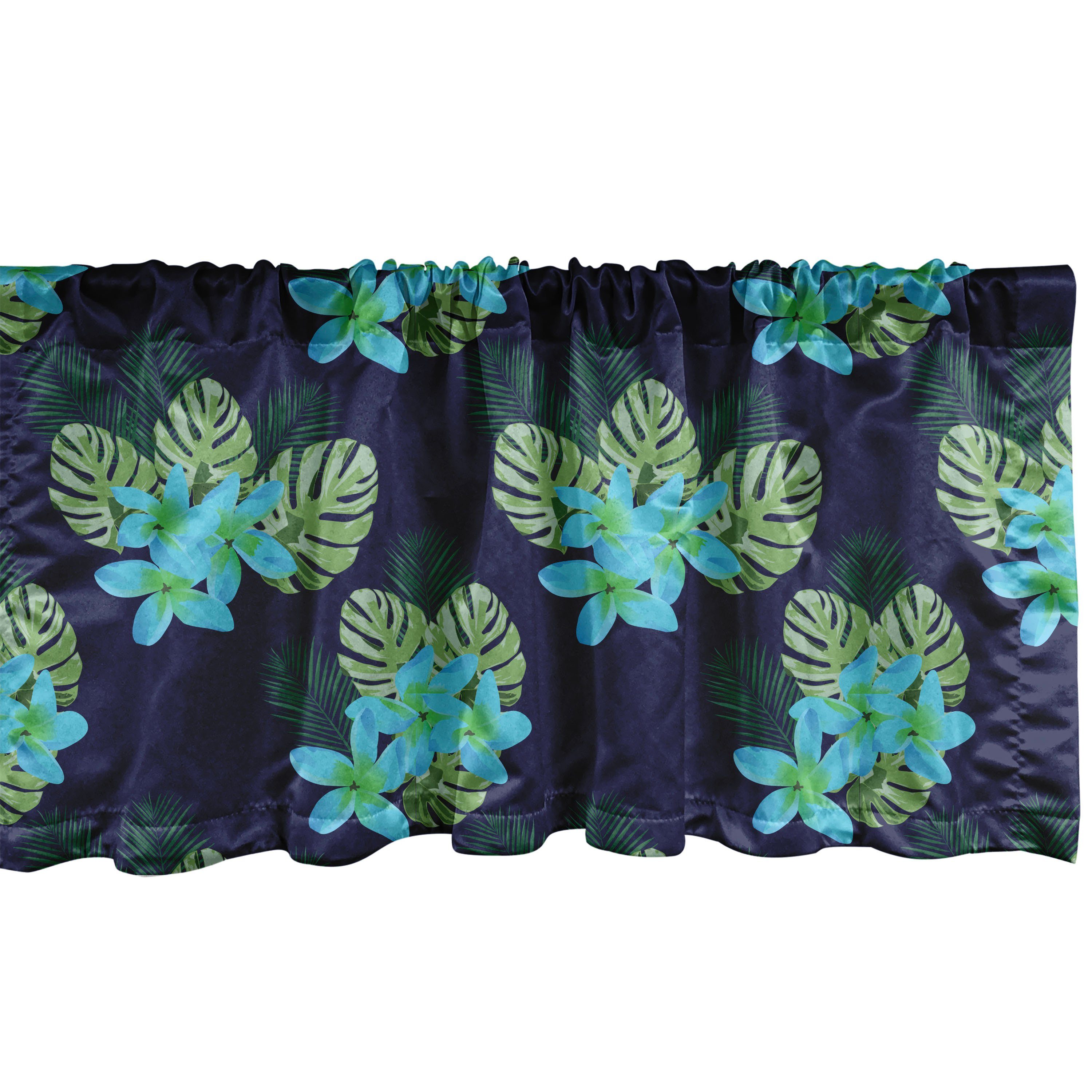 Scheibengardine Vorhang Volant Blätter Blühende für Tropisch Schlafzimmer mit Stangentasche, Dekor Abakuhaus, Microfaser, Blumen Küche und