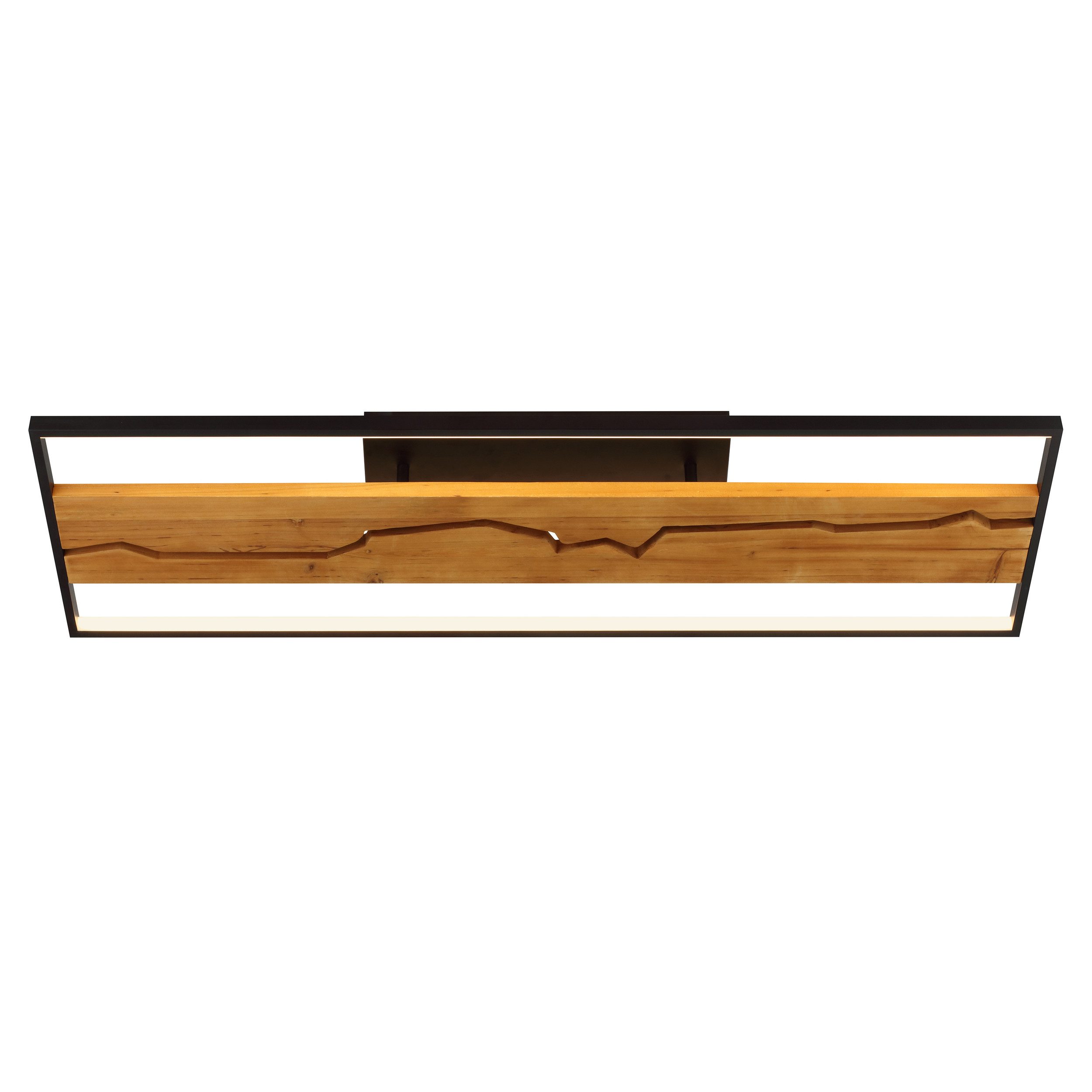 Brilliant LED Deckenleuchte Thunder, Dimmfunktion, LED fest integriert, Warmweiß, 100 x 30 x 13,5 cm, 6000 lm, 3000 K, Metall u. Holz, schwarz/braun