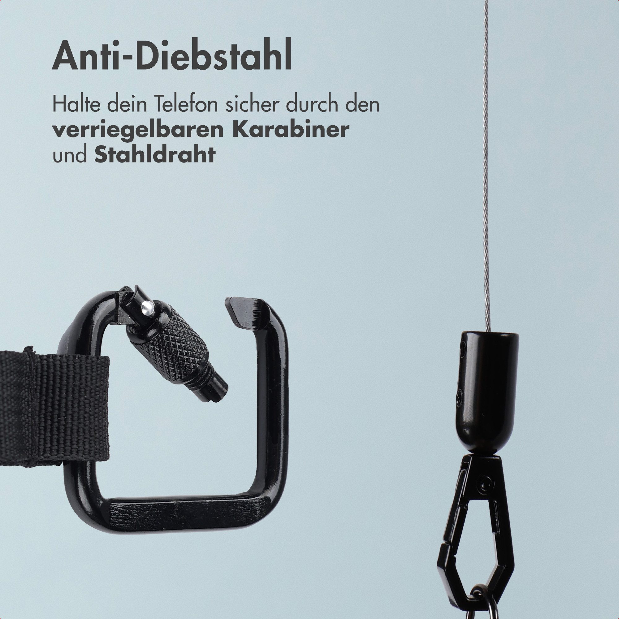 imoshion Smartphone-Tragegurt imoshion Ausziehbares Kabel mit Karabinerhaken und Telefon-Pad - Anti-, (1-tlg) – Bild 5 von 5