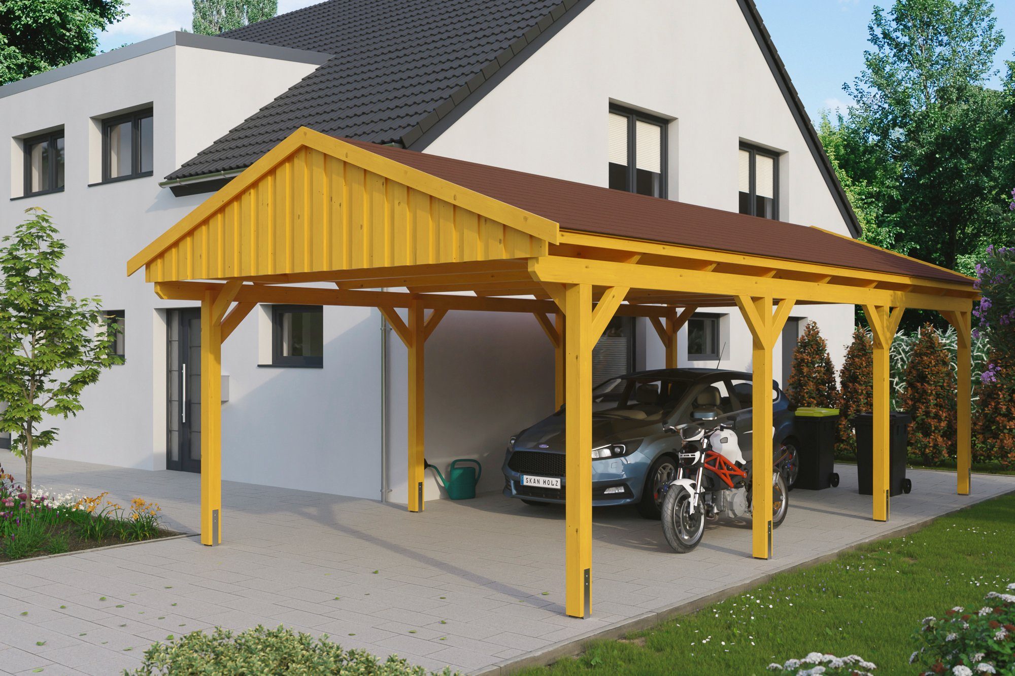 Einfahrtshöhe, 423x808 cm, Skanholz roten BxT: Schindeln Einzelcarport Fichtelberg, mit cm 379