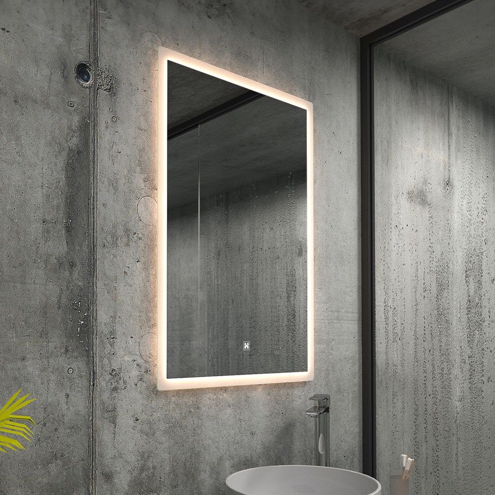 HOME DELUXE Badspiegel LED-Spiegel Rechteckig Kosmetikspiegel Badspiegel, Dimmbar & Wandspiegel, Badezimmerspiegel, Energiesparend), NOLA (Beschlagfrei