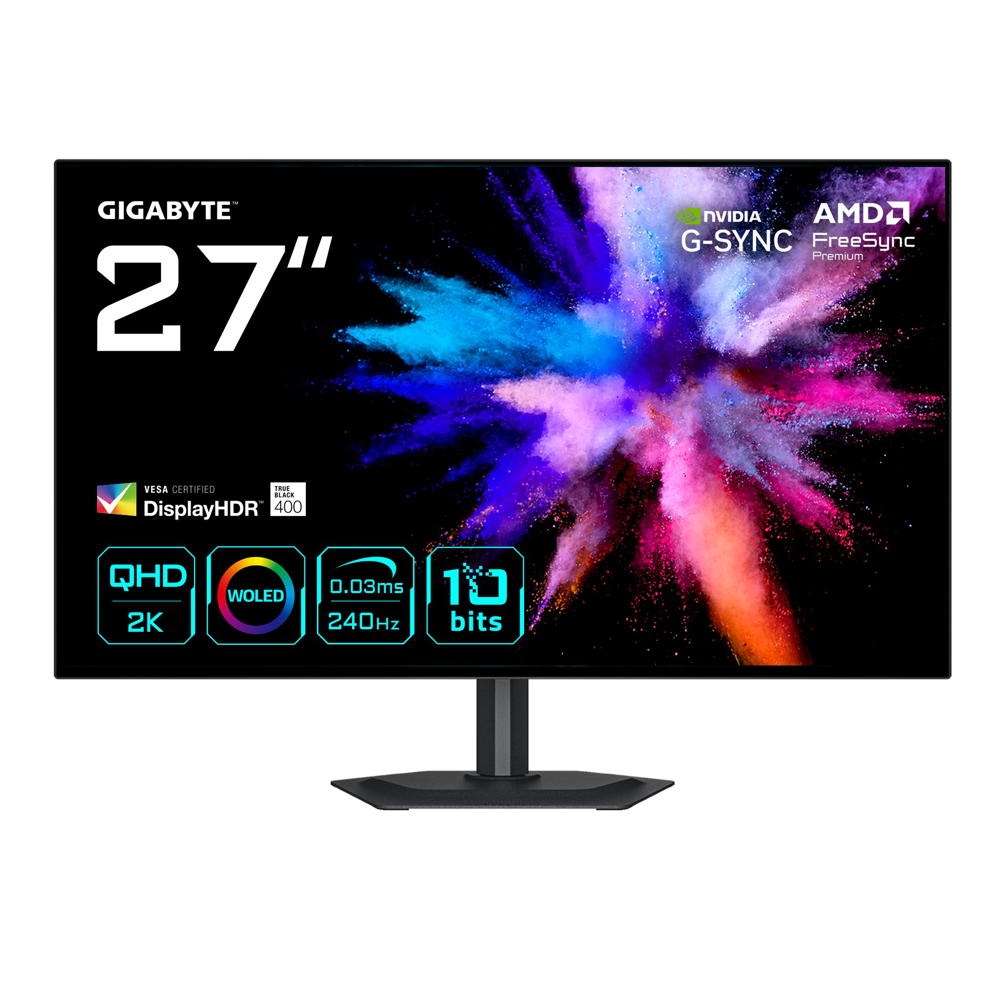 Gigabyte GO27Q24G Gaming-Monitor (67 cm/26,5 ", 2560 x 1440 px, QHD, 0,03 ms Reaktionszeit, 240 Hz, LED, dreh-,neig-,schwenk-, höhenverstellbar)