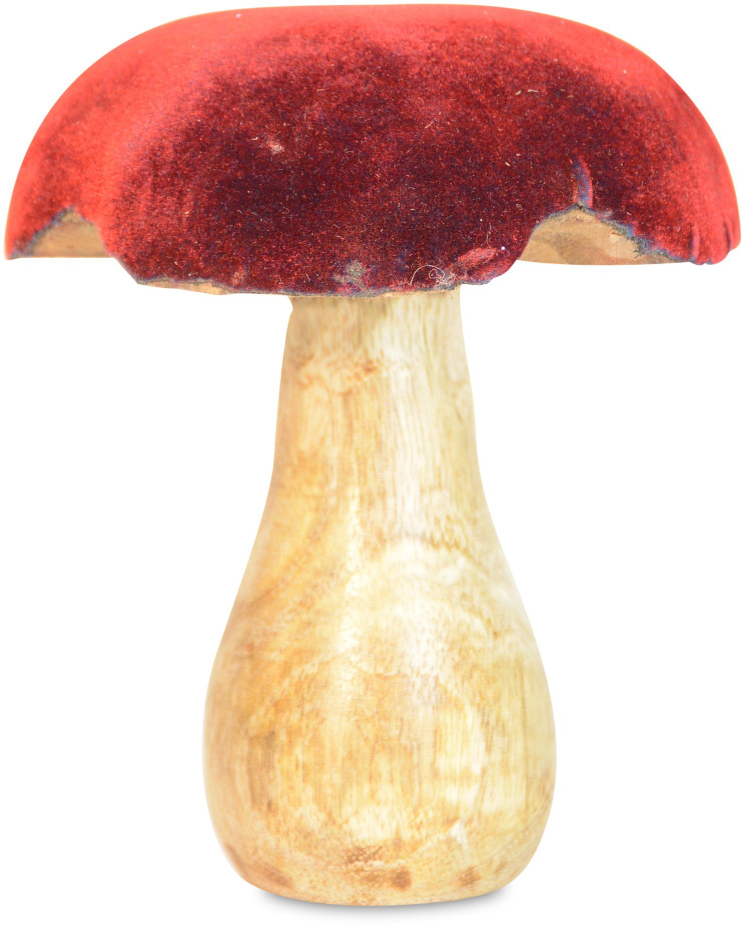 RIFFELMACHER & WEINBERGER Dekoobjekt Pilz mit rotem Samthut, Weihnachtsdeko  rot (Set, 2 St), aus Holz, Höhe ca. 14 cm