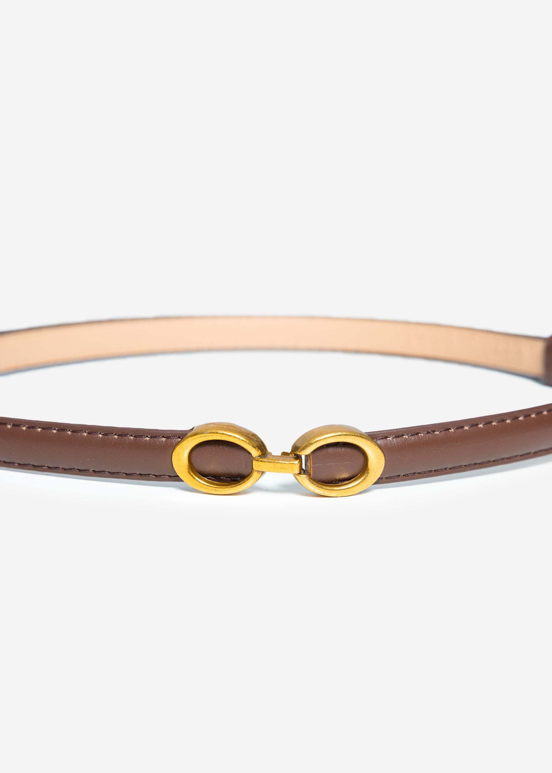 SASSYCLASSY Hüftgürtel Verstellbarer Gürtel für Damen Stylischer Kunsledergürtel mit goldener Schnalle Dunkelbraun